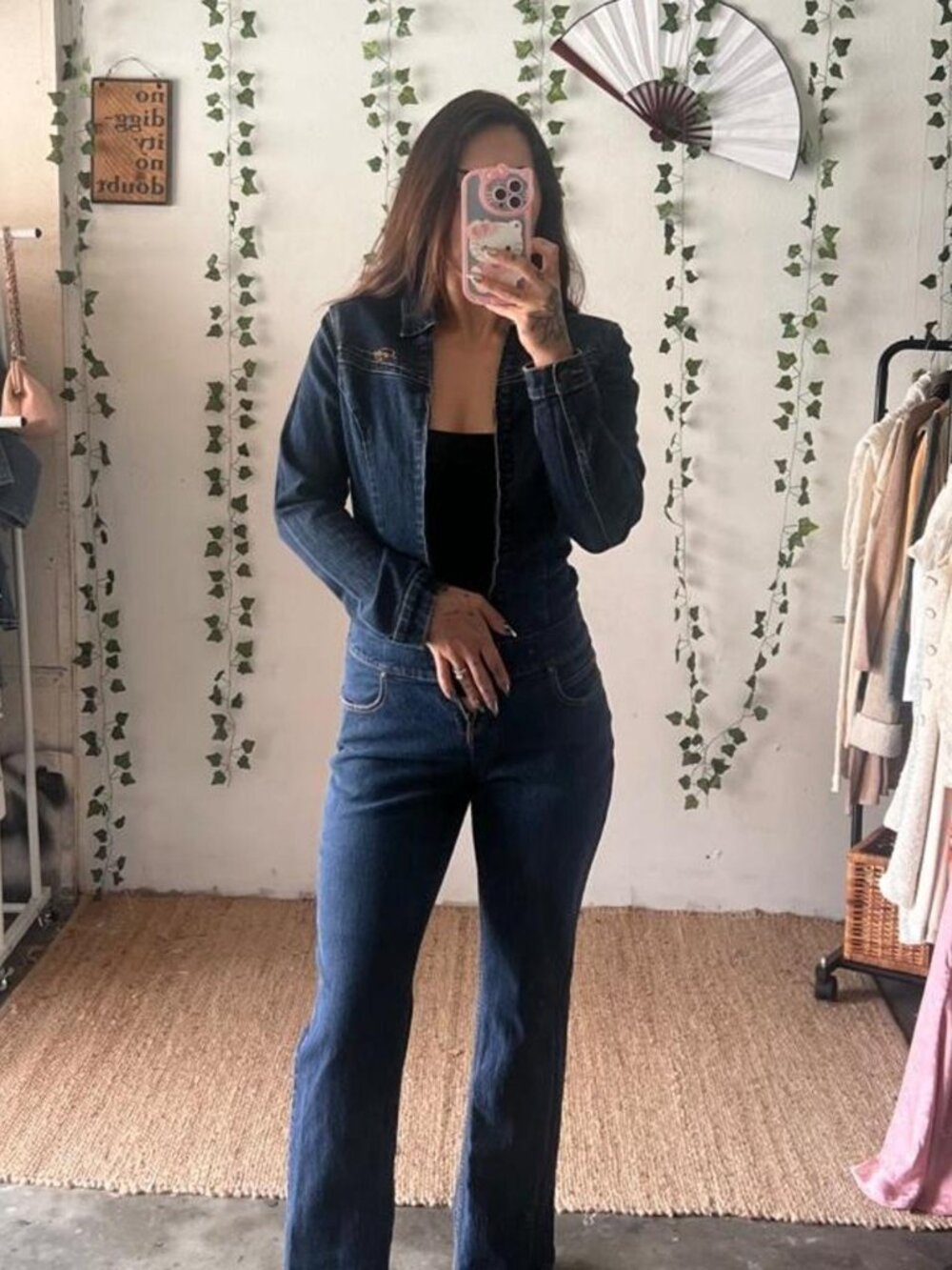 Vintage Y2K FUBU dark wash denim bootcut jumpsuit size M